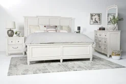 Mor Furniture Willowbrook Panel Bed, Dresser, Mirror & Nightstand In Pebble, Queen