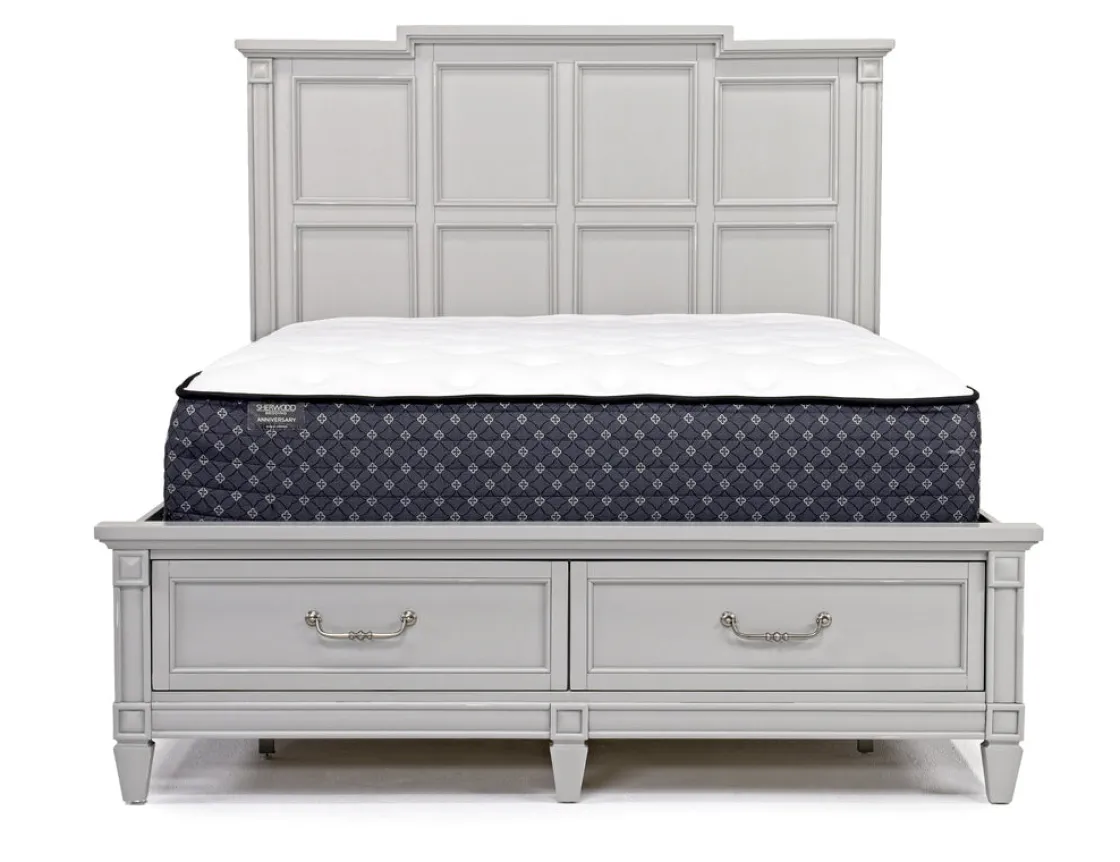 Mor Furniture Willowbrook Panel Bed, Dresser, Mirror & Nightstand In Pebble, Queen