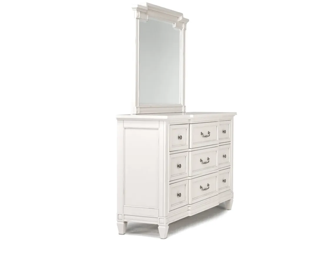 Mor Furniture Willowbrook Panel Bed, Dresser, Mirror & Nightstand In Pebble, Queen