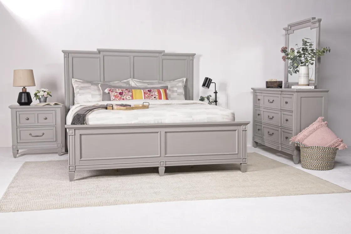 Mor Furniture Willowbrook Panel Bed In Pebble, Queen