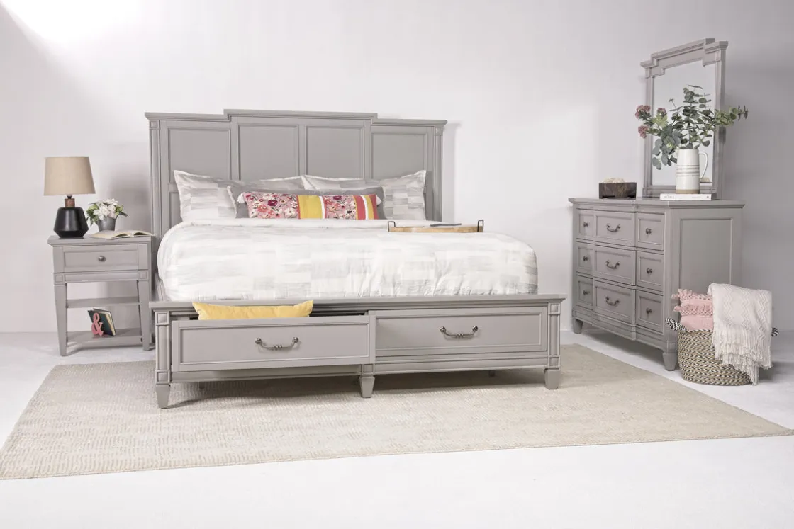 Mor Furniture Willowbrook Panel Bed In Pebble, Queen