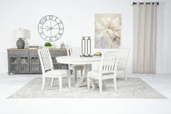 Mor Furniture Willowbrook Round Dining Table & 4 Chairs In Pebble, Slat