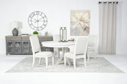 Mor Furniture Willowbrook Round Dining Table & 4 Chairs In Pebble, Slat
