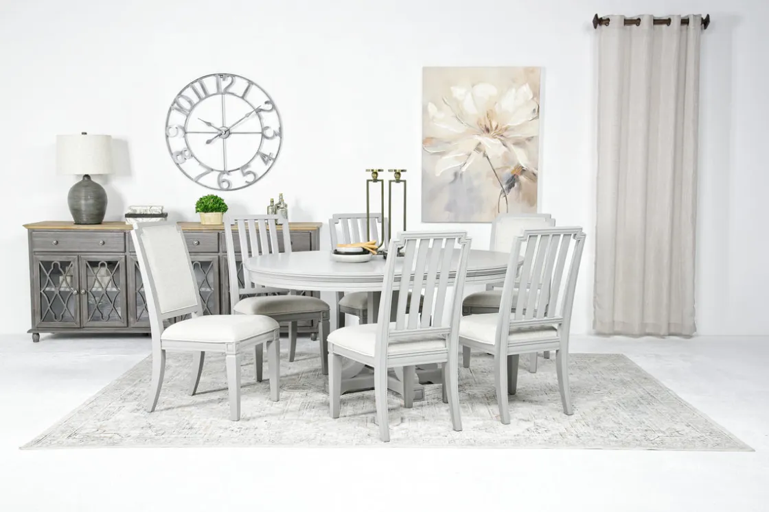 Mor Furniture Willowbrook Round Dining Table & 6 Chairs In Pebble