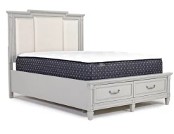 Mor Furniture Willowbrook Upholstered Panel Bed In Pebble, Queen