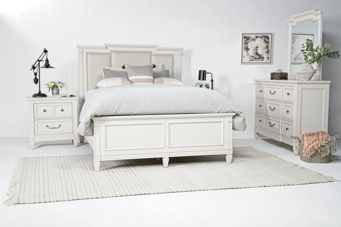 Mor Furniture Willowbrook Upholstered Panel Bed In Pebble, Queen