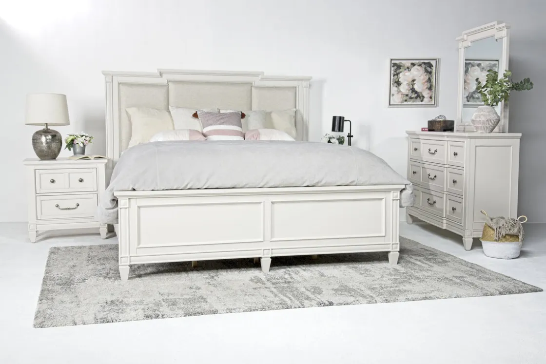 Mor Furniture Willowbrook Upholstered Panel Bed In Pebble, Queen