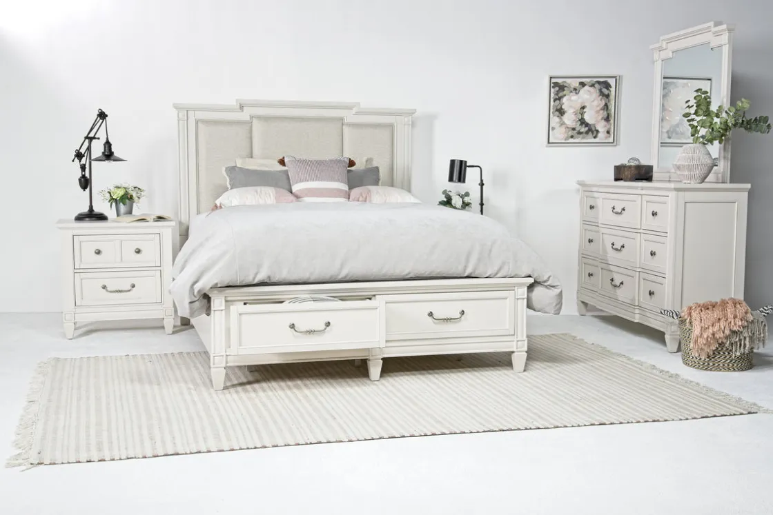 Mor Furniture Willowbrook Upholstered Panel Bed In Pebble, Queen