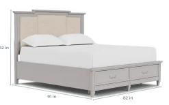 Mor Furniture Willowbrook Upholstered Panel Bed In Pebble, Queen