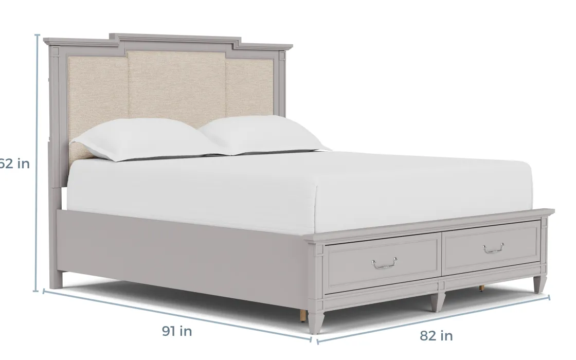 Mor Furniture Willowbrook Upholstered Panel Bed In Pebble, Queen