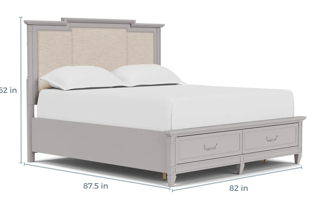 Mor Furniture Willowbrook Upholstered Panel Bed In Pebble, Queen