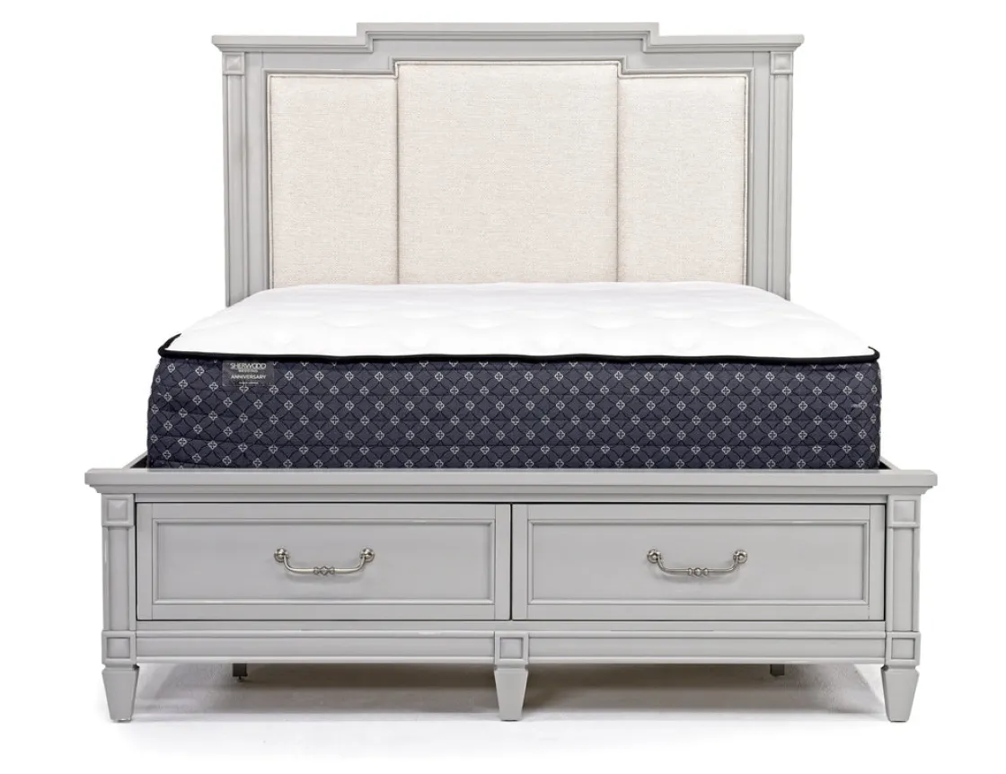 Mor Furniture Willowbrook Upholstered Panel Bed In Pebble, Queen
