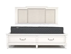 Mor Furniture Willowbrook Upholstered Panel Bed, Dresser, Mirror & Nightstand In Pebble, Queen