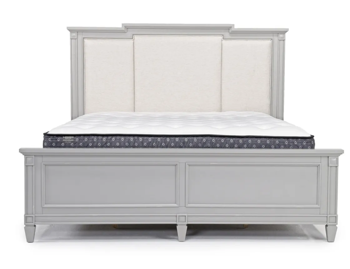 Mor Furniture Willowbrook Upholstered Panel Bed, Dresser, Mirror & Nightstand In Pebble, Queen