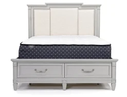 Mor Furniture Willowbrook Upholstered Panel Bed, Dresser, Mirror & Nightstand In Pebble, Queen