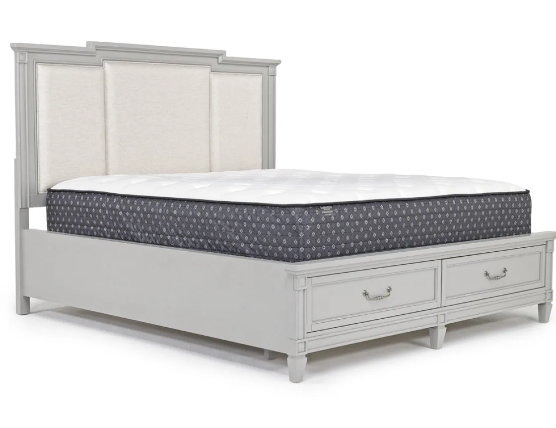 Mor Furniture Willowbrook Upholstered Panel Bed, Dresser, Mirror & Nightstand In Pebble, Queen