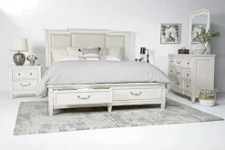 Mor Furniture Willowbrook Upholstered Panel Bed, Dresser, Mirror & Nightstand In Pebble, Queen
