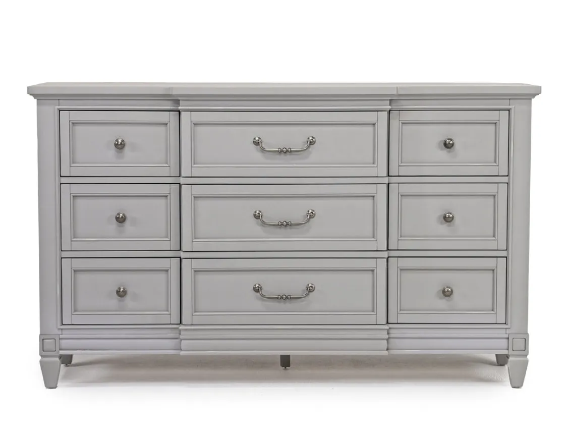 Mor Furniture Willowbrook Upholstered Panel Bed, Dresser, Mirror & Nightstand In Pebble, Queen
