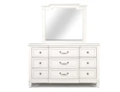 Mor Furniture Willowbrook Upholstered Panel Bed, Dresser, Mirror & Nightstand In Pebble, Queen