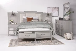 Mor Furniture Willowbrook Upholstered Wall Bed In Pebble, Queen