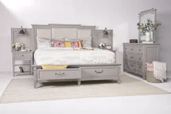 Mor Furniture Willowbrook Upholstered Wall Bed In Pebble, Queen