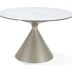 Mor Furniture Winston Round Dining Table & 2 Stools In White/Cream