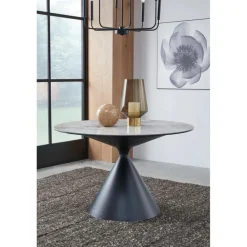 Mor Furniture Winston Round Dining Table In Black Sintered Stone