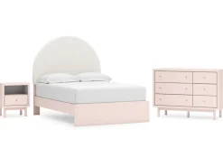 Kids Mor Furniture Wistenpine Panel Bed W/ Storage, Dresser, Mirror & Nightstand In Blush, Twin