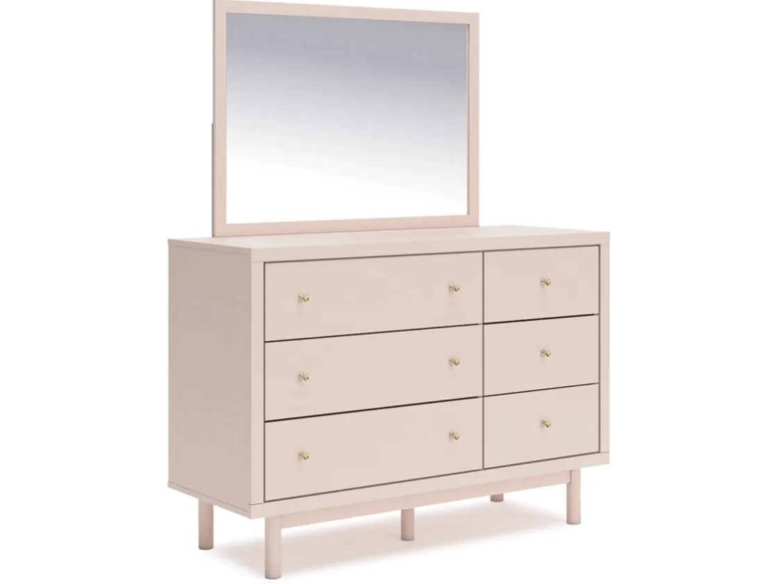 Kids Mor Furniture Wistenpine Panel Bed W/ Storage, Dresser, Mirror & Nightstand In Blush, Twin