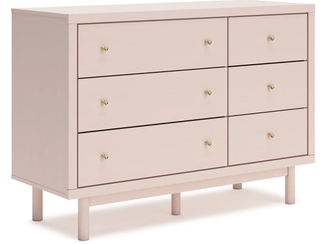 Kids Mor Furniture Wistenpine Panel Bed W/ Storage, Dresser, Mirror & Nightstand In Blush, Twin