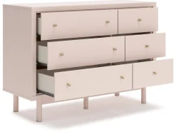 Kids Mor Furniture Wistenpine Panel Bed W/ Storage, Dresser, Mirror & Nightstand In Blush, Twin