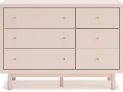 Kids Mor Furniture Wistenpine Panel Bed W/ Storage, Dresser, Mirror & Nightstand In Blush, Twin