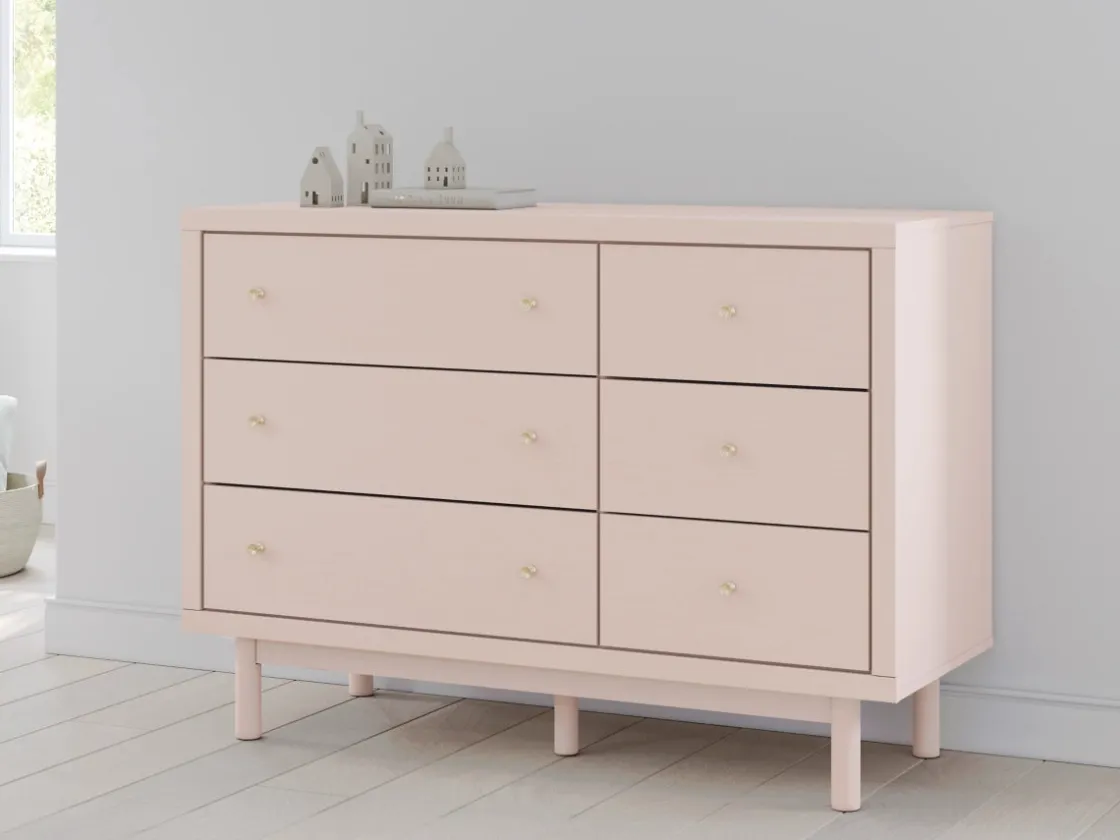 Kids Mor Furniture Wistenpine Panel Bed W/ Storage, Dresser, Mirror & Nightstand In Blush, Twin