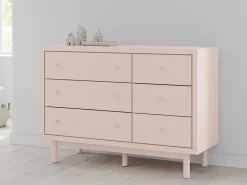 Kids Mor Furniture Wistenpine Panel Bed W/ Storage, Dresser, Mirror & Nightstand In Blush, Twin