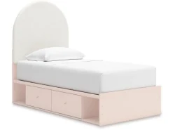Kids Mor Furniture Wistenpine Panel Bed W/ Storage, Dresser, Mirror & Nightstand In Blush, Twin