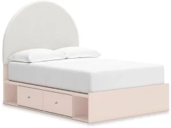 Kids Mor Furniture Wistenpine Panel Bed W/ Storage, Dresser, Mirror & Nightstand In Blush, Twin