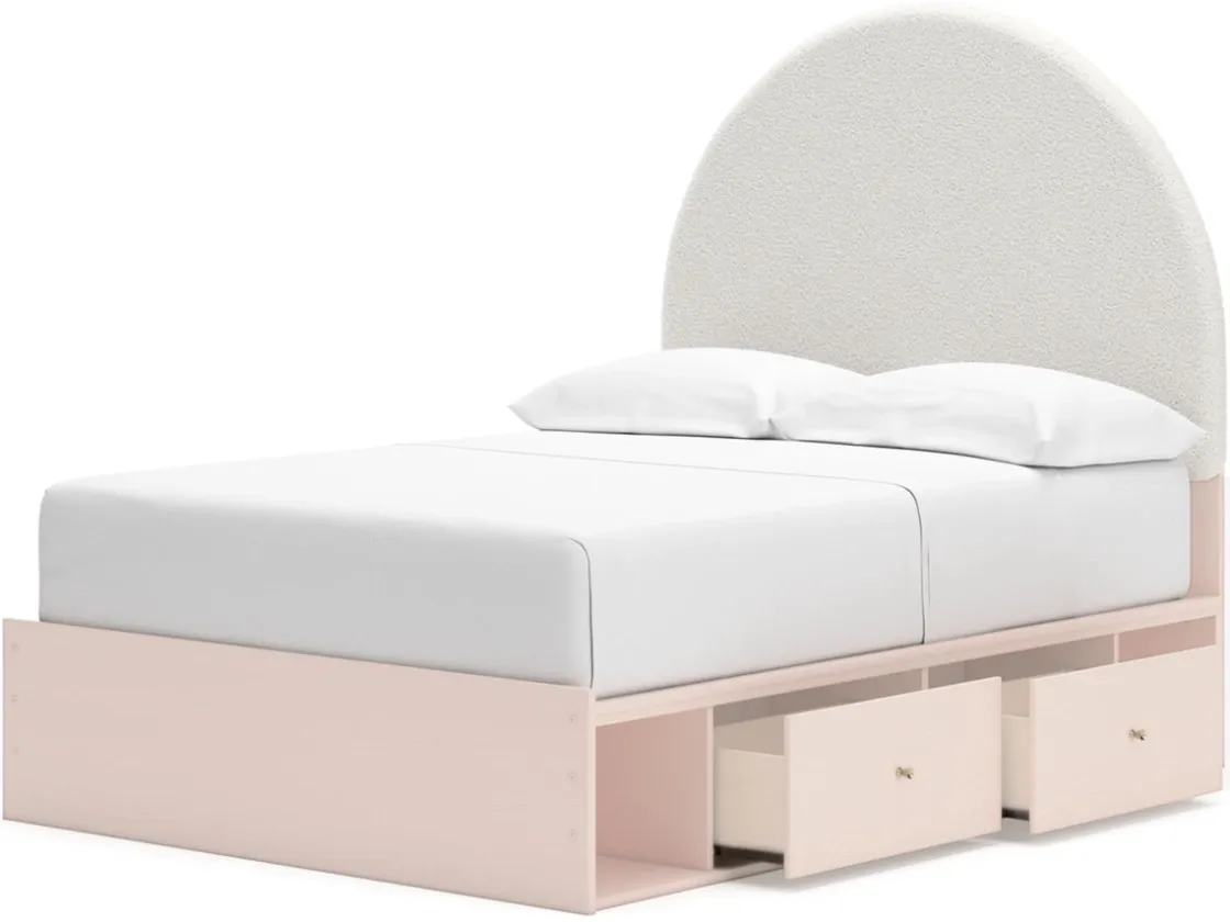 Kids Mor Furniture Wistenpine Panel Bed W/ Storage, Dresser, Mirror & Nightstand In Blush, Twin