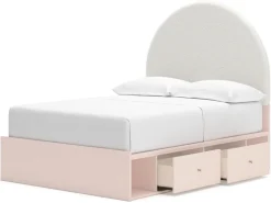 Kids Mor Furniture Wistenpine Panel Bed W/ Storage, Dresser, Mirror & Nightstand In Blush, Twin