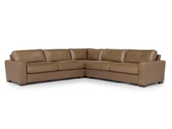 Mor Furniture York 3 Piece Sectional In Chestnut Leather