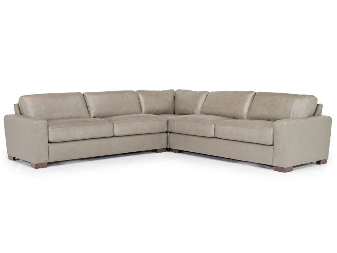 Mor Furniture York 3 Piece Sectional In Chestnut Leather