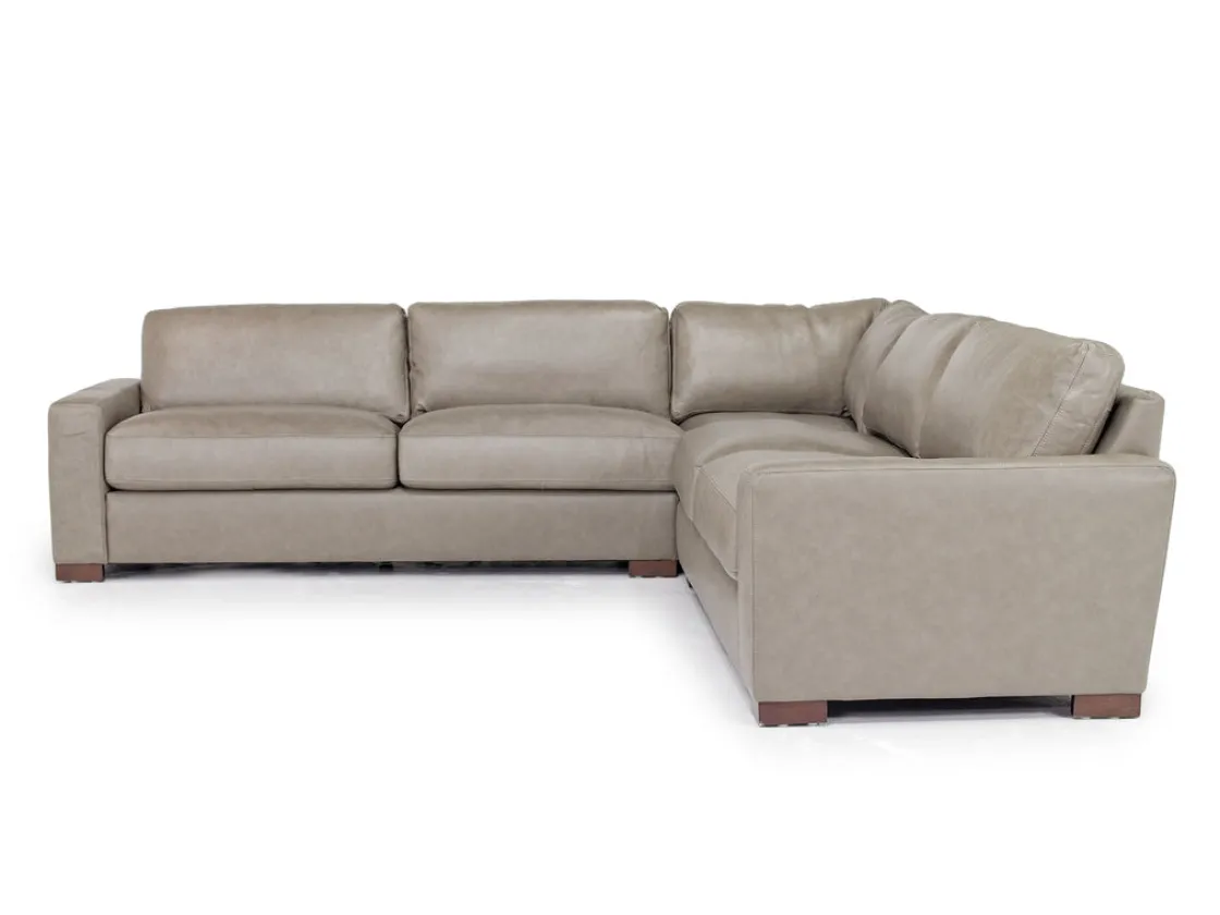 Mor Furniture York 3 Piece Sectional In Chestnut Leather