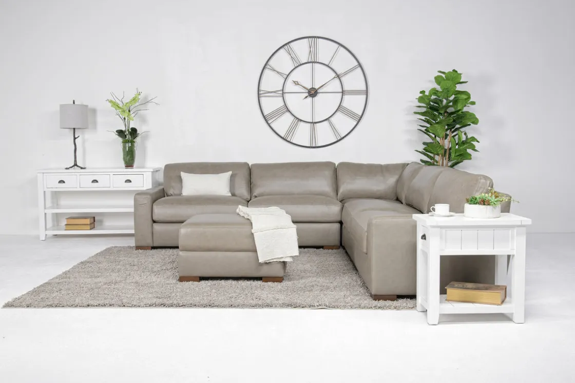 Mor Furniture York 3 Piece Sectional In Chestnut Leather