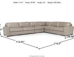Mor Furniture York 4 Piece Sectional In Chestnut Leather