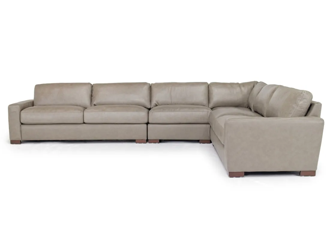 Mor Furniture York 4 Piece Sectional In Chestnut Leather