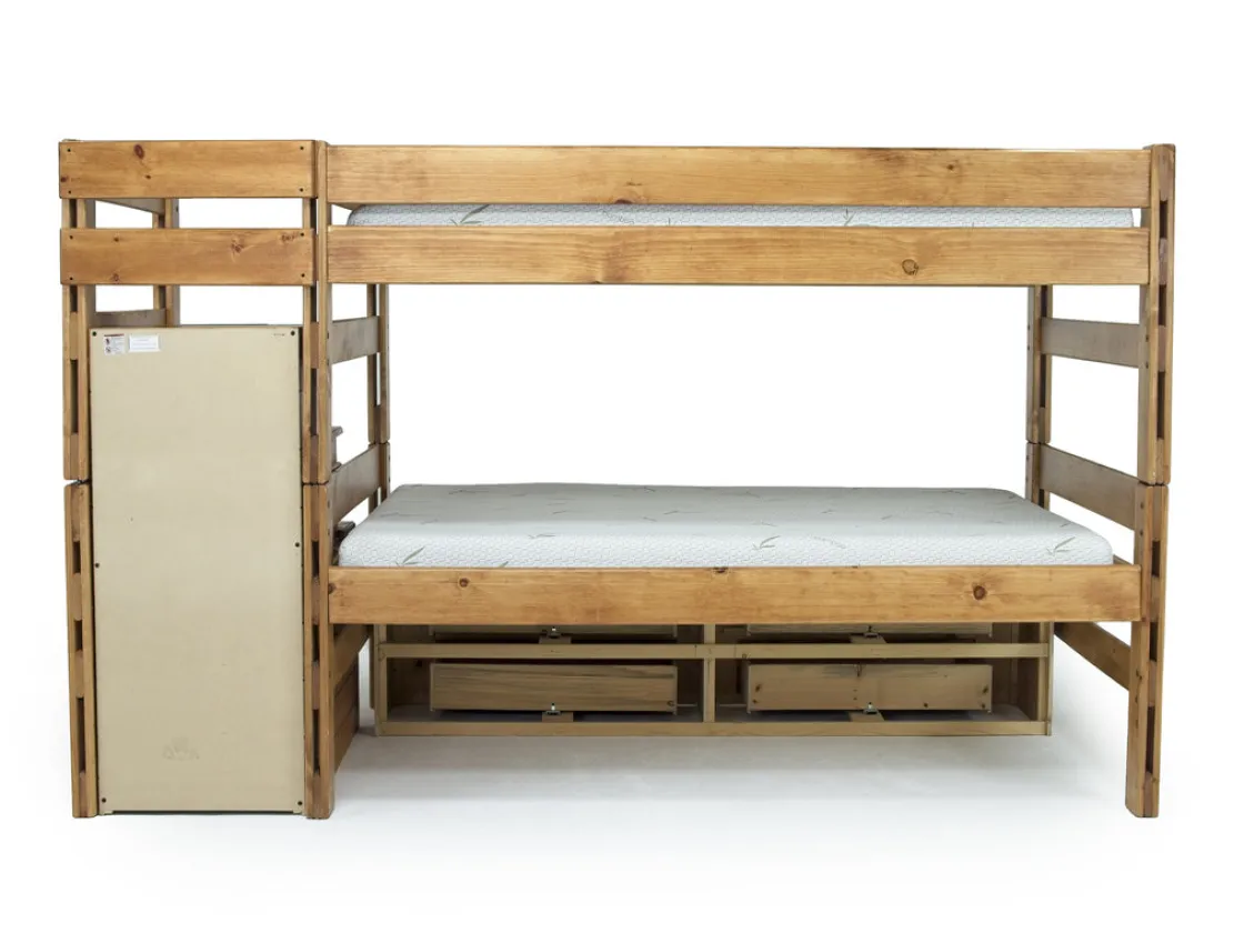 Kids Mor Furniture Young Pioneer Bunk Bed W/ Storage Steps & 4 Storage Drawers In Dark Gray, Twin/Twin