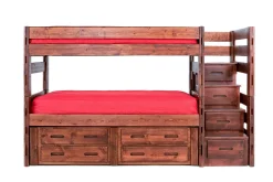 Kids Mor Furniture Young Pioneer Bunk Bed W/ Storage Steps & 4 Storage Drawers In Dark Gray, Twin/Twin