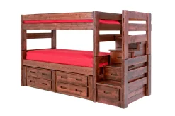 Kids Mor Furniture Young Pioneer Bunk Bed W/ Storage Steps & 4 Storage Drawers In Dark Gray, Twin/Twin