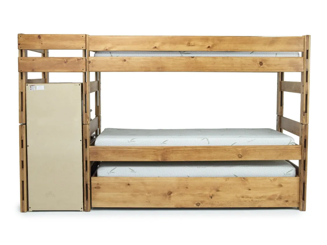 Kids Mor Furniture Young Pioneer Bunk W/ Storage Steps & Trundle Bed In Dark Gray, Twin/Twin