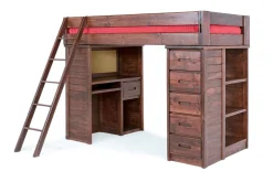 Kids Mor Furniture Young Pioneer Loft Bed In Cinnamon, Twin