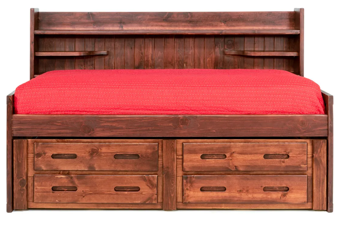 Kids Mor Furniture Young Pioneer Sideways Captain Bed W/ 4 Drawer Storage In Cinnamon, Twin